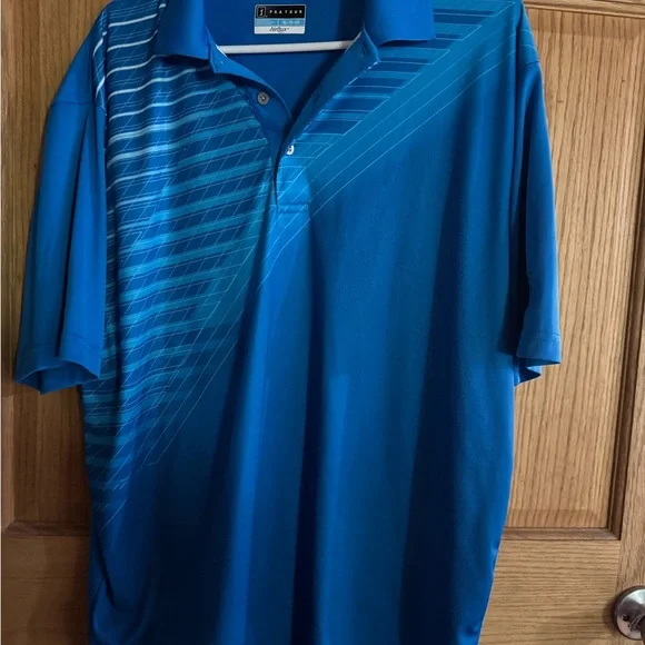 Men's Blue Striped Polo Shirt xl - Picture 1 of 3
